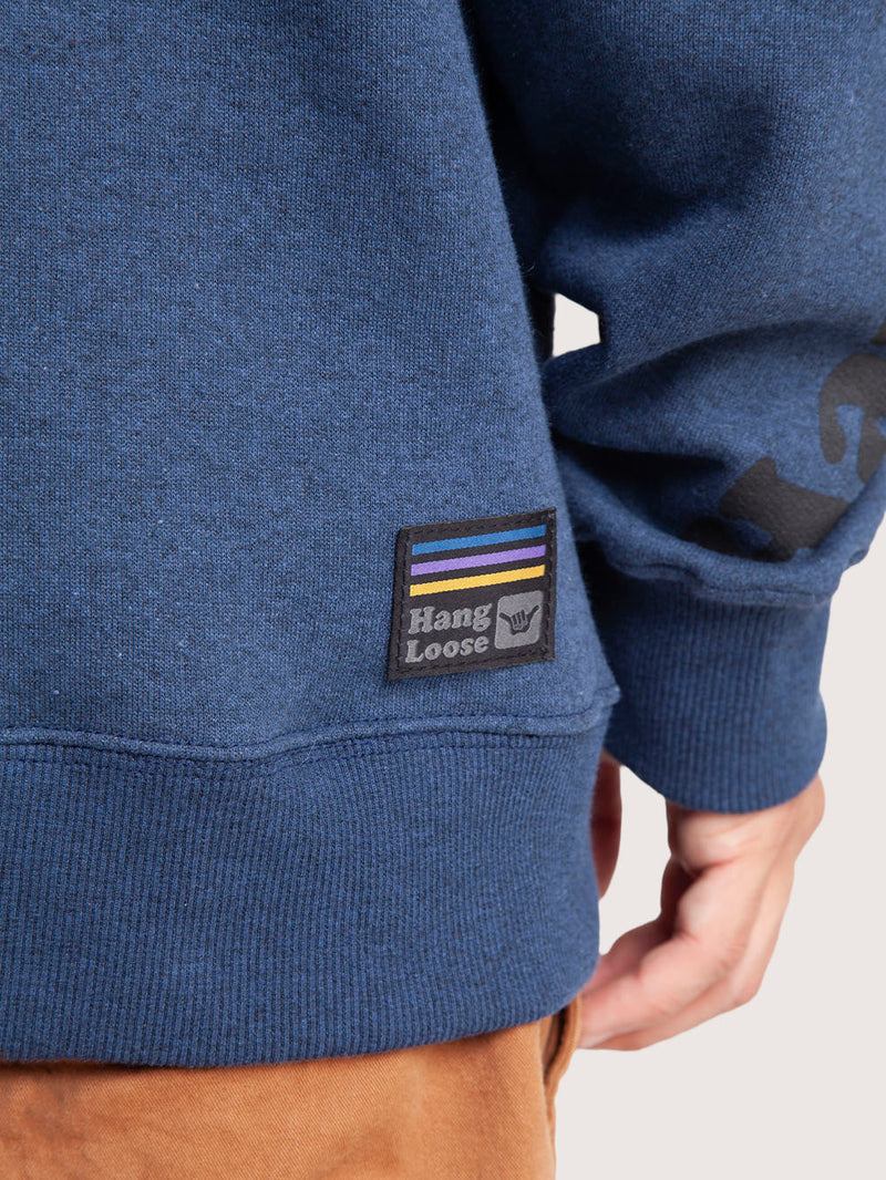 Moletom Canguru Aberto Azul Mescla Hang Loose Salute