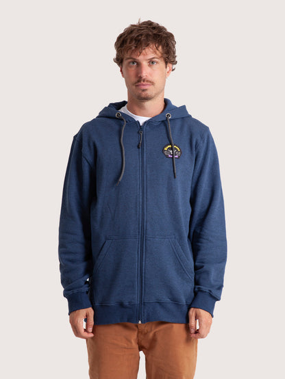 Moletom Canguru Aberto Azul Mescla Hang Loose Salute