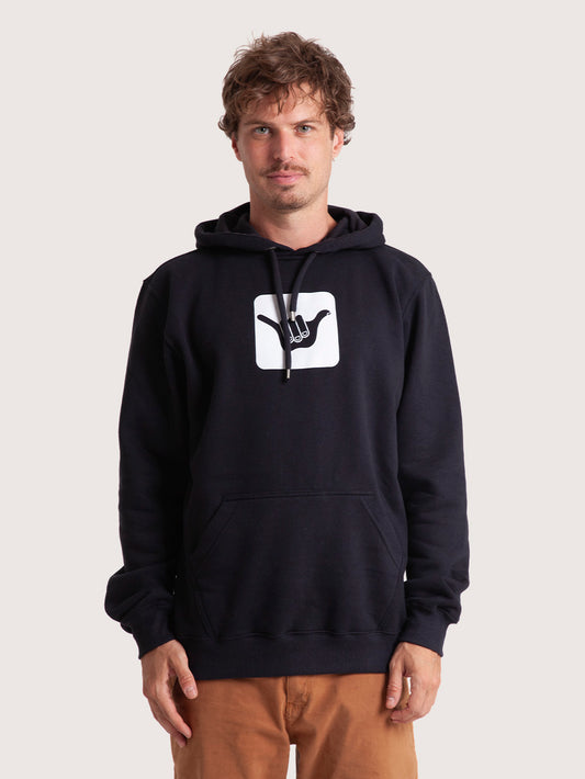 Moletom Canguru Preto Hang Loose Logo