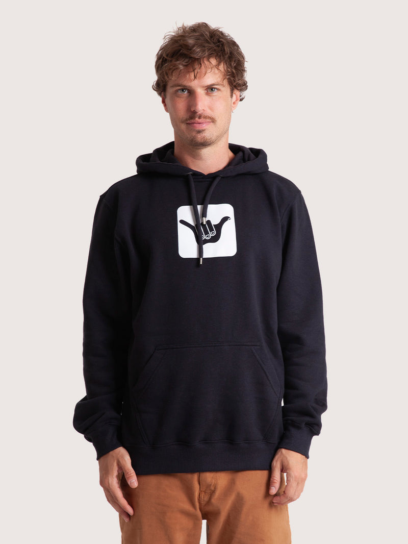 Moletom Canguru Preto Hang Loose Logo