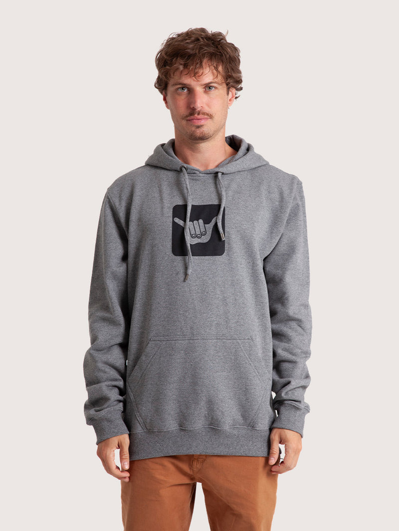 Moletom Canguru Mescla Grafite Hang Loose Logo