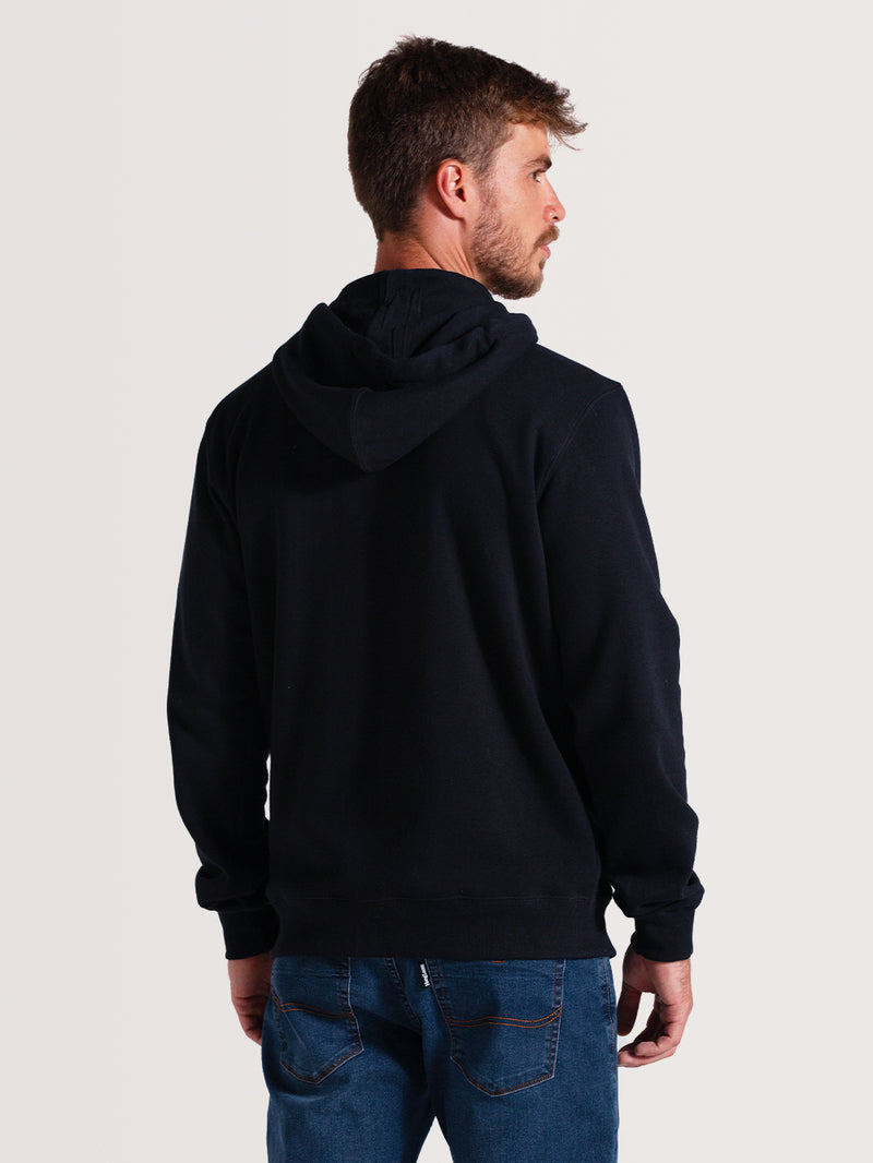 Moletom Canguru Com Zíper Preto Hang Loose Glassy