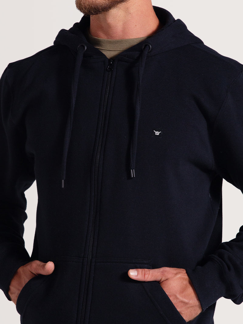 Moletom Canguru Com Zíper Preto Hang Loose Glassy