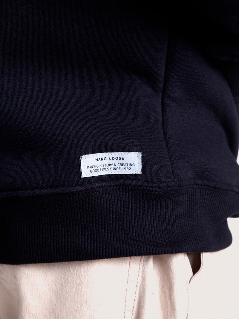 Moletom Canguru Preto Hang Loose Typo