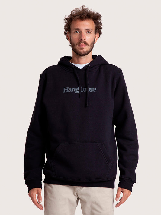 Moletom Canguru Preto Hang Loose Typo