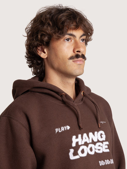 Moletom Canguru Fechado Marrom Hang Loose VHS