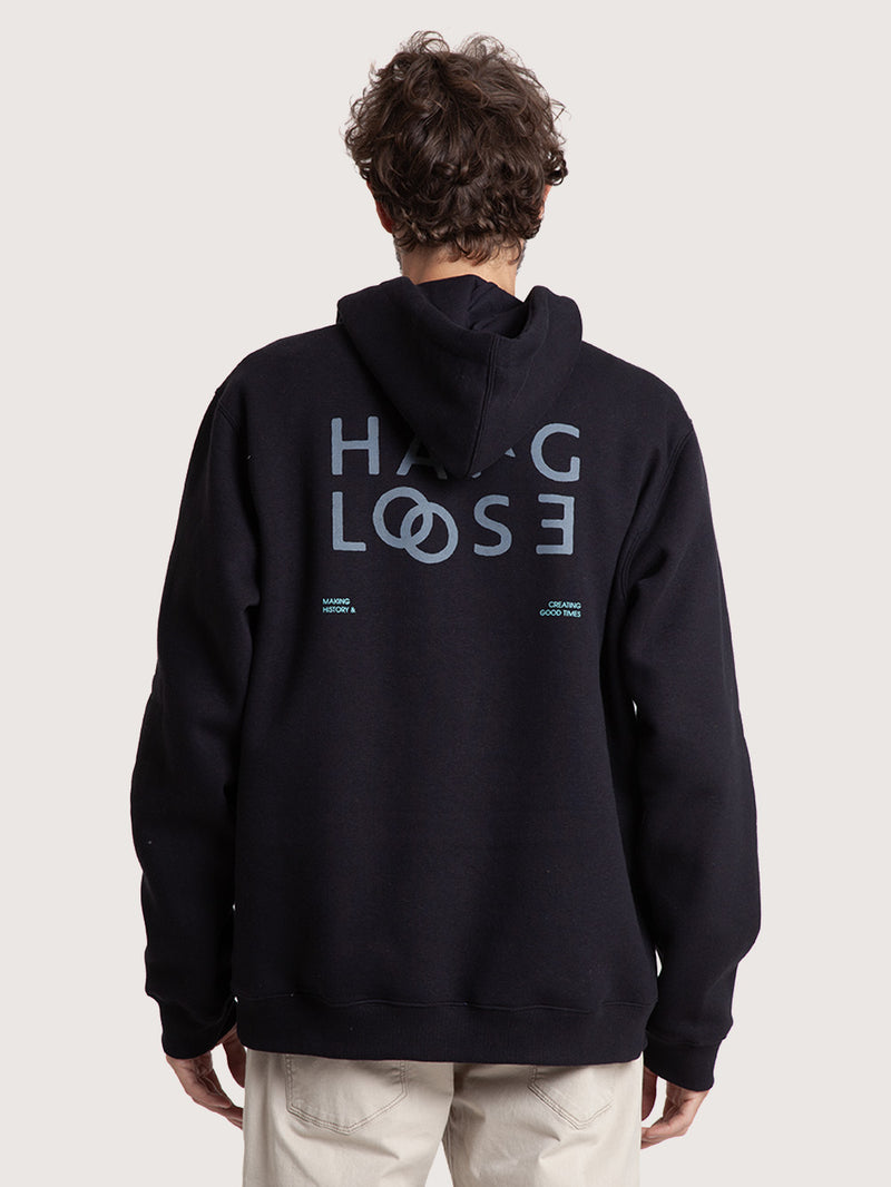 Moletom Hang Loose Preto 320g com Capuz Loose