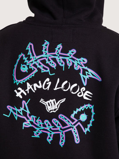 Moletom Canguru Preto Hang Loose Fish