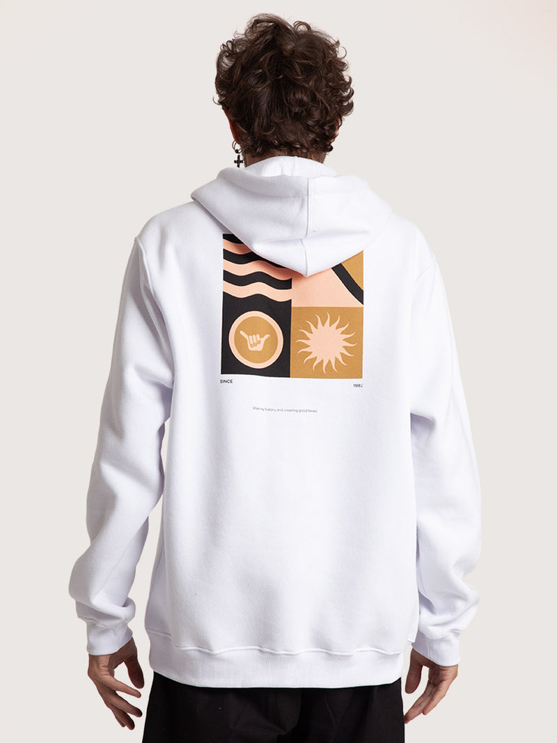 Moletom Canguru Fechado Branco Hang Loose Play