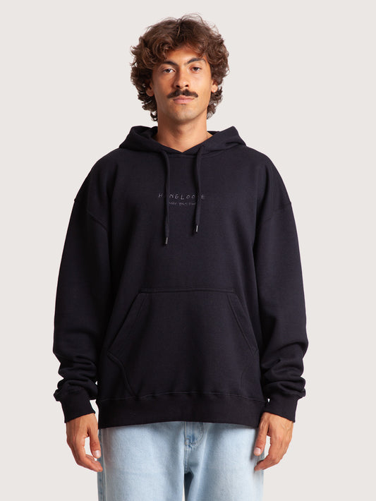Moletom Canguru Preto Hang Loose Embro