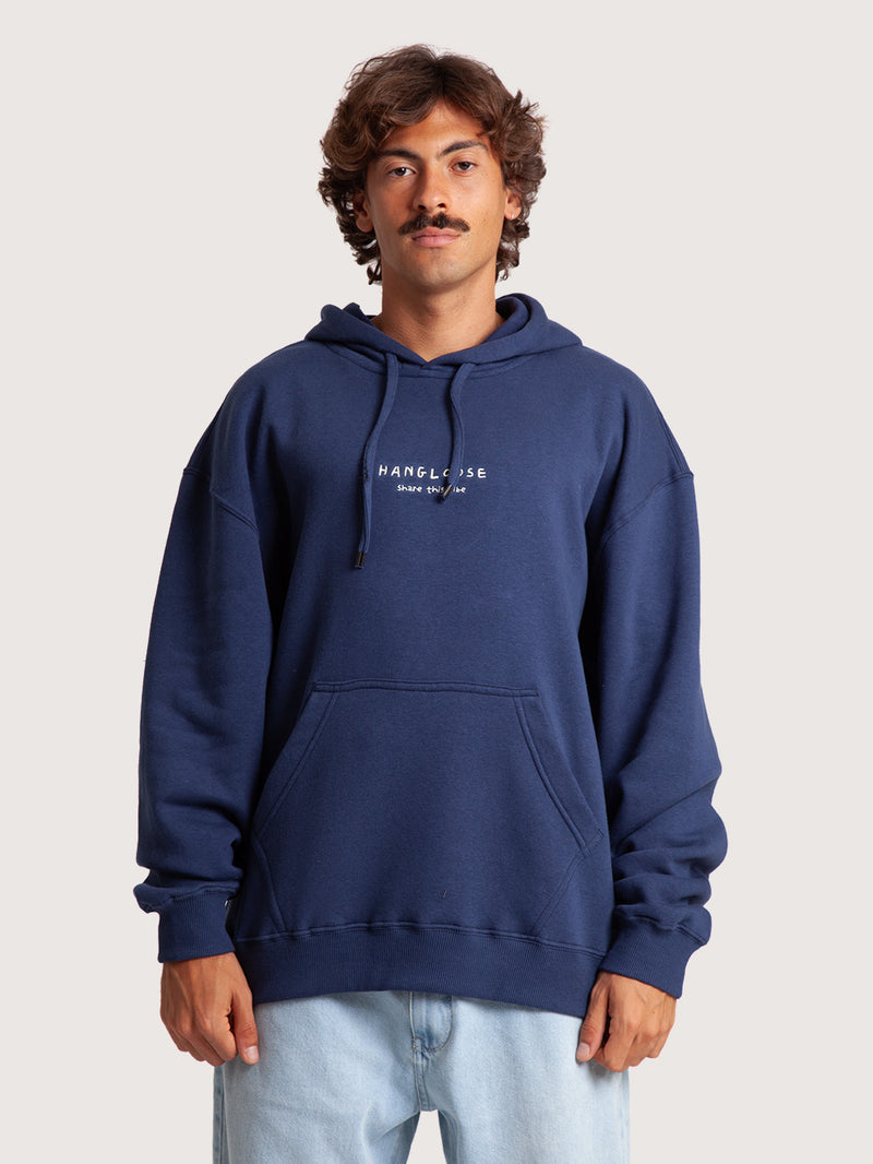 Moletom Canguru Azul Marinho Hang Loose Embro