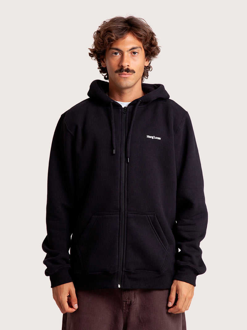 Moletom Canguru Preto Hang Loose Typo