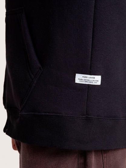 Moletom Canguru Preto Hang Loose Typo