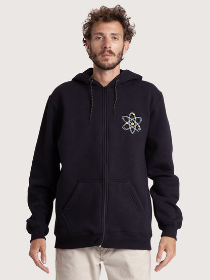 Moletom Aberto Canguru Preto Hang Loose Atom