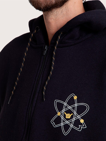 Moletom Aberto Canguru Preto Hang Loose Atom