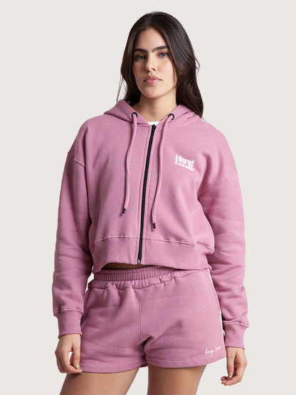 Moletom Aberto Cropped Rosa Hang Loose Basic