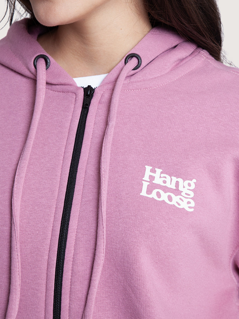 Moletom Aberto Cropped Rosa Hang Loose Basic