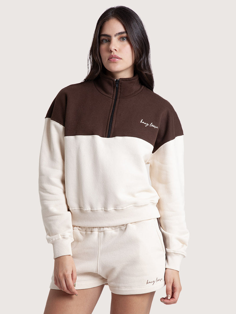 Moletom Canguru Special Cut Hang Loose Off White Bicolor