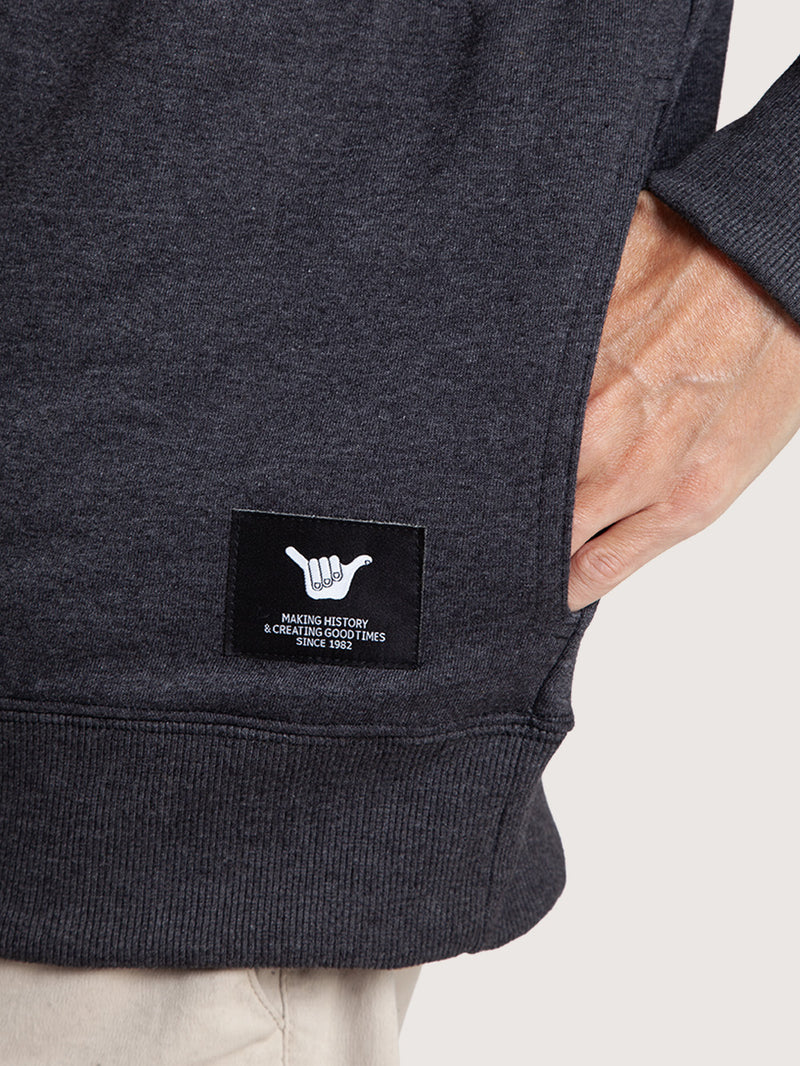Moletom com Zíper e Gola Esporte Mescla Preto Hang Loose Vibes