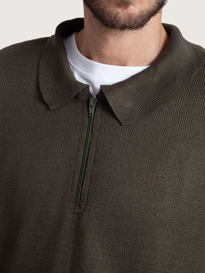 Suéter Tricot Verde Oliva Hang Loose Zipper