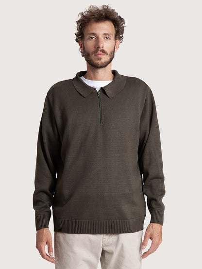 Suéter Tricot Verde Oliva Hang Loose Zipper
