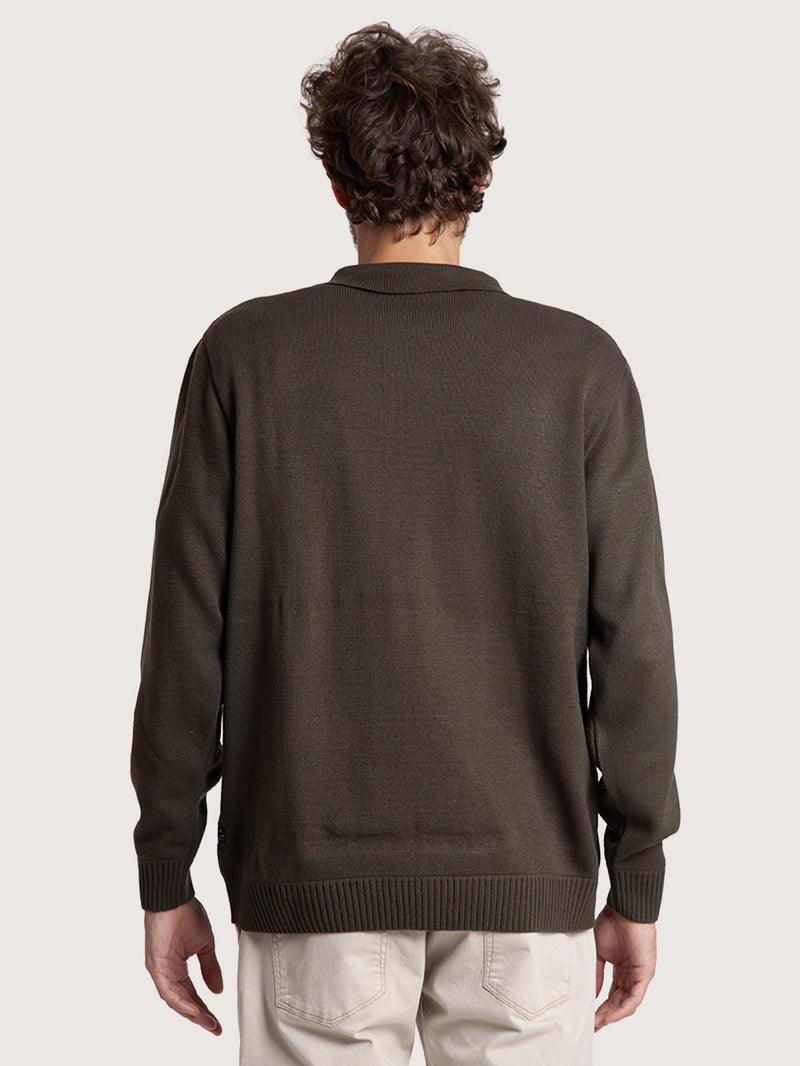 Suéter Tricot Verde Oliva Hang Loose Zipper