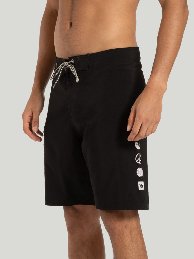 Boardshort Hang Loose Peace Preto