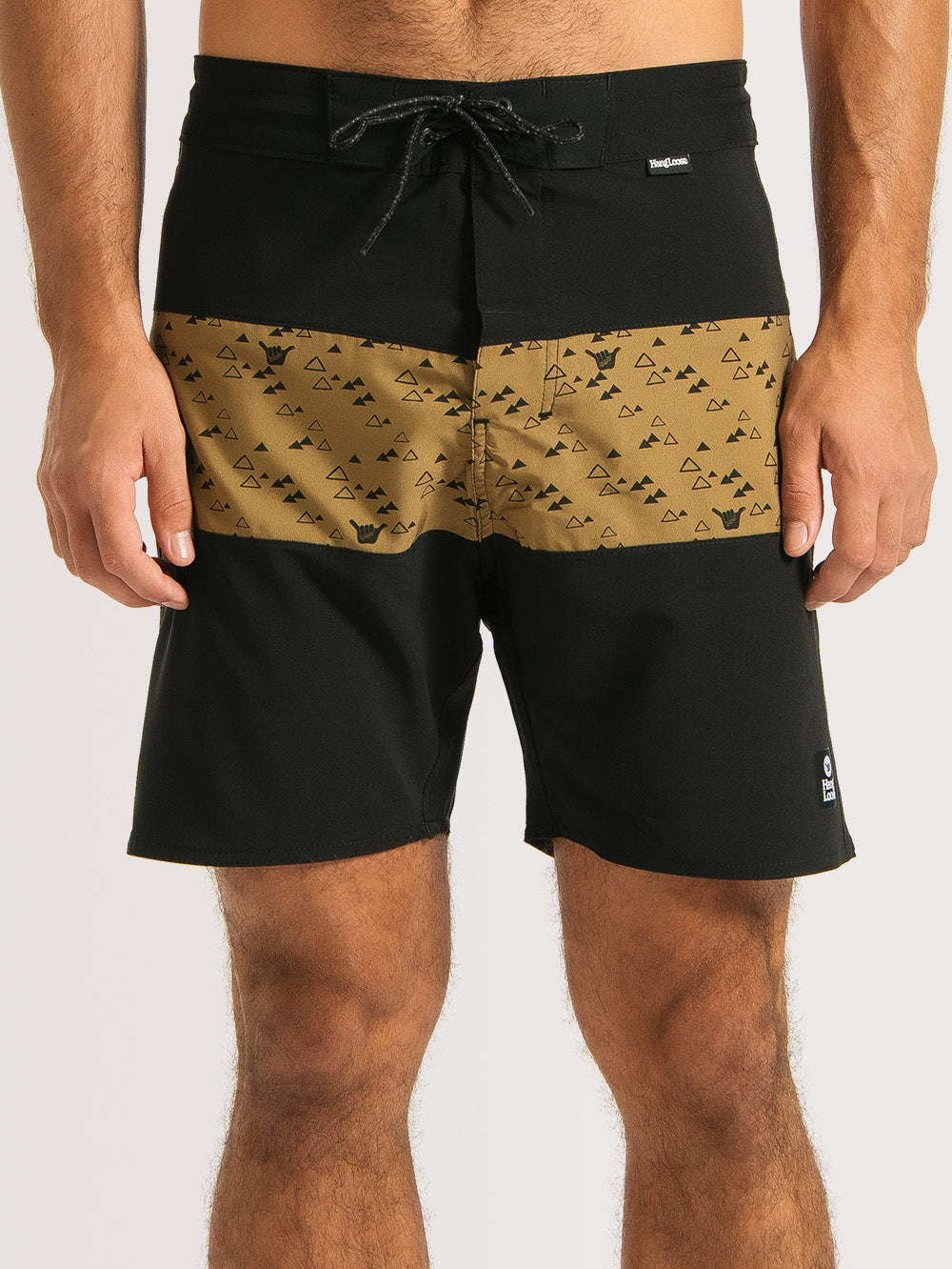 Boardshorts Hang Loose Pico 18'' Preto e Caqui