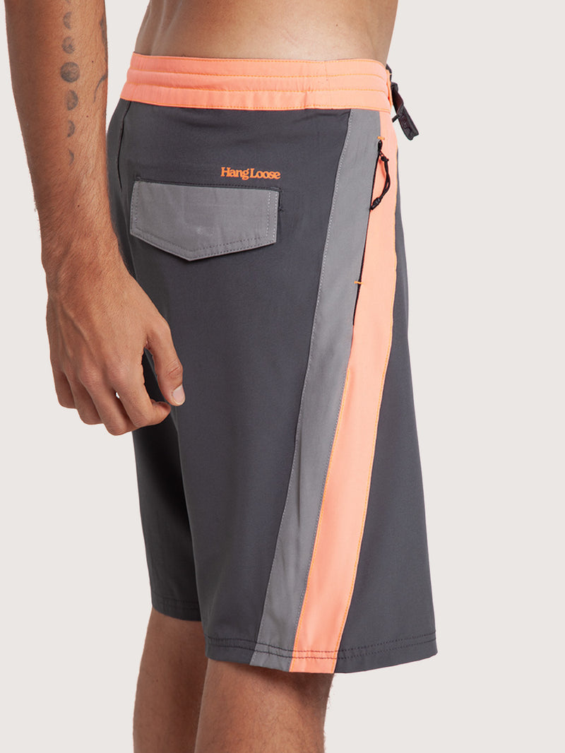 Boardshorts 19” Cinza Hang Loose Block