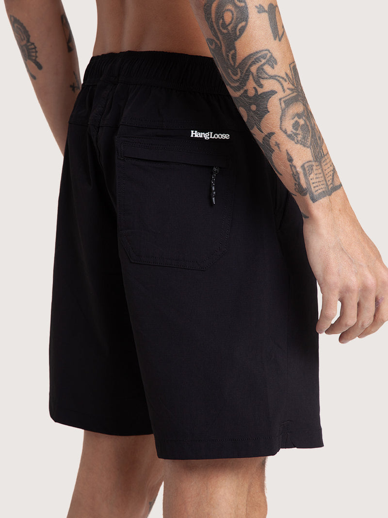 Bermuda Elástico Importada Hang Loose Zip Preta