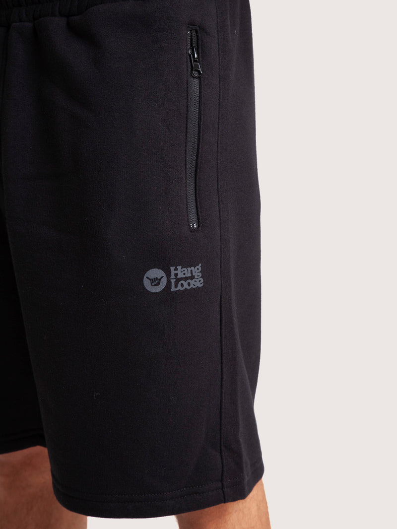 Bermuda Moletom Hang Loose Zip Preto