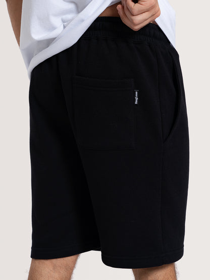 Bermuda Moletom Preta Hang Loose Label Patch