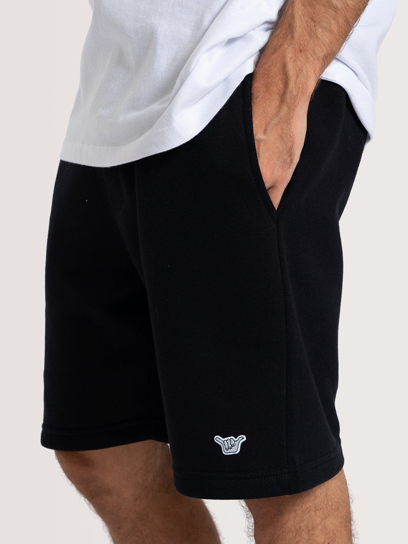 Bermuda Moletom Preta Hang Loose Label Patch