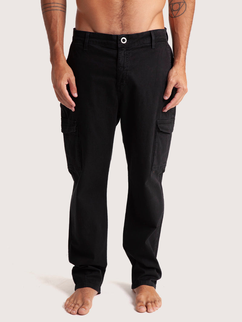 Calça Sarja Preta Hang Loose Cargo