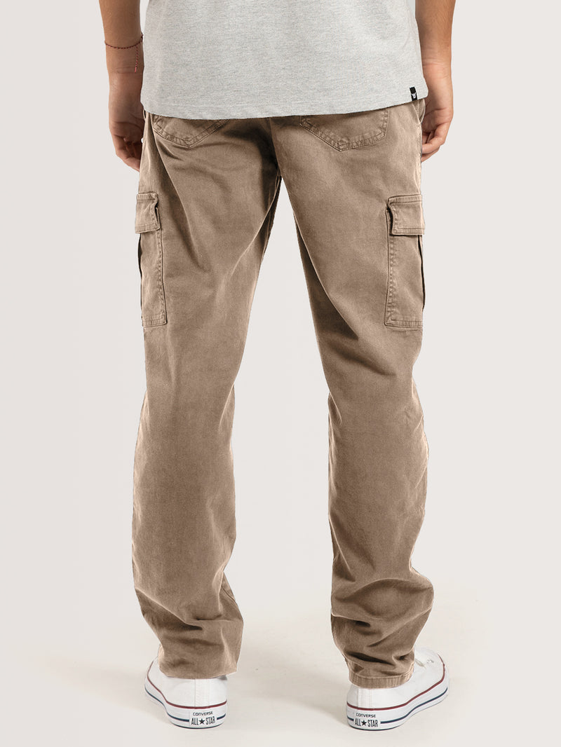 Calça Sarja Areia Hang Loose Cargo