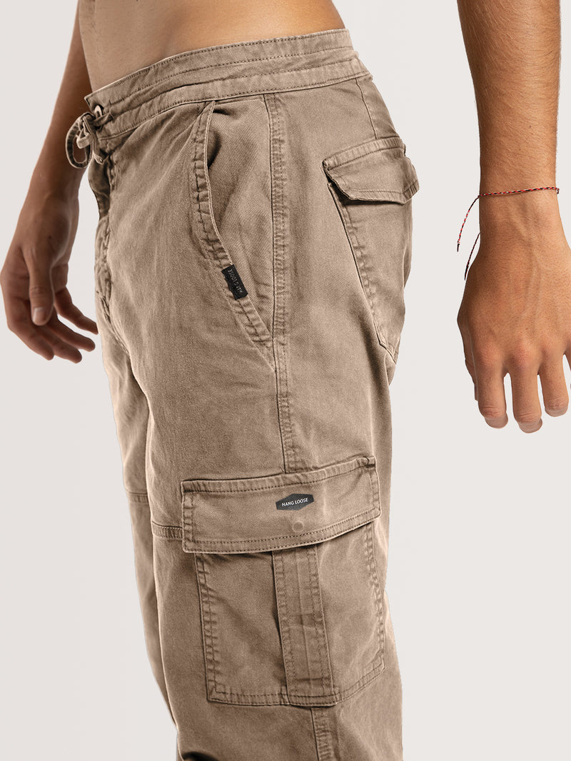 Calça Sarja Areia Hang Loose Cargo