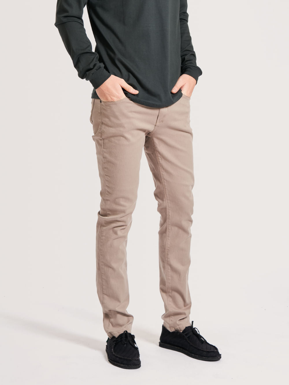 Calça Sarja Hang Loose 5 Pockets Khaki