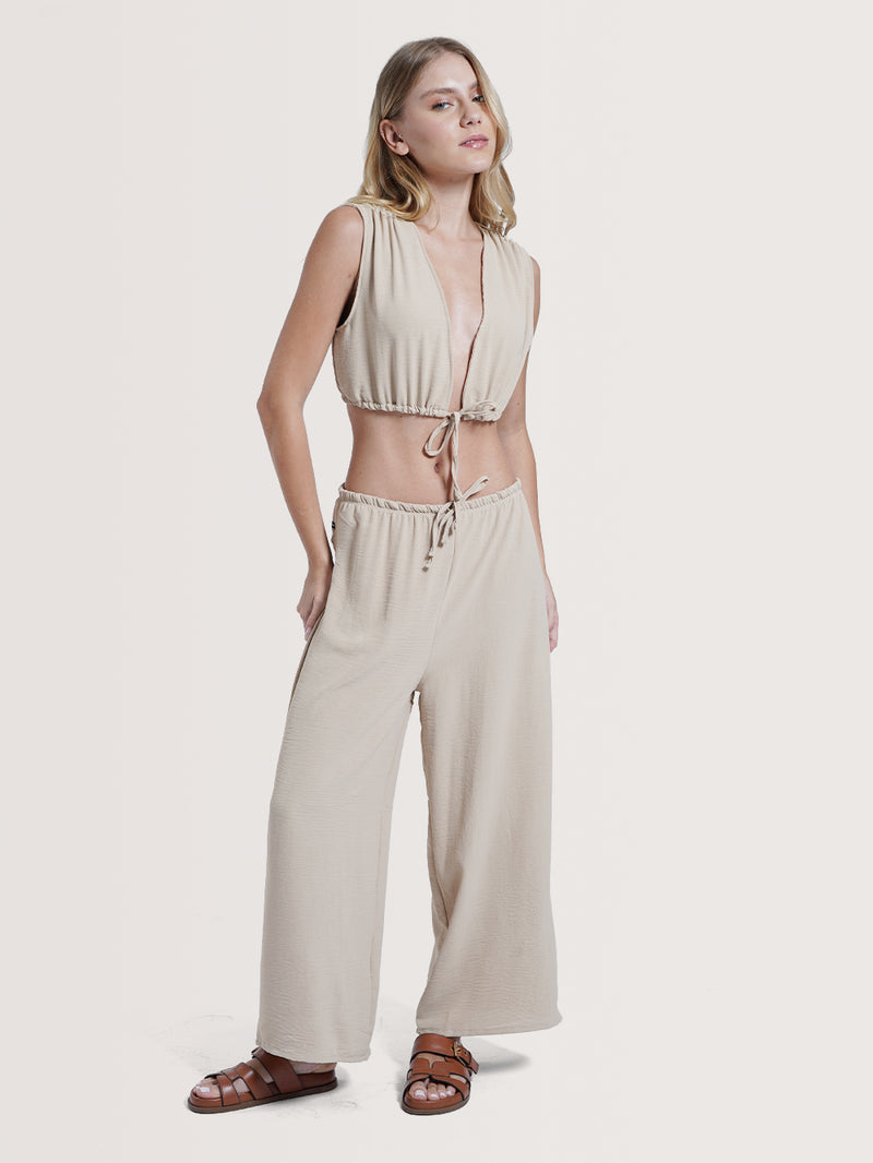 Calça Pantalona Areia Hang Loose Vibes