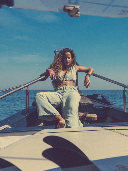 Calça Pantalona Areia Hang Loose Vibes