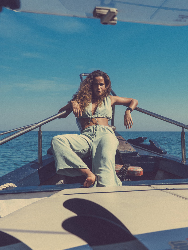 Calça Pantalona Areia Hang Loose Vibes