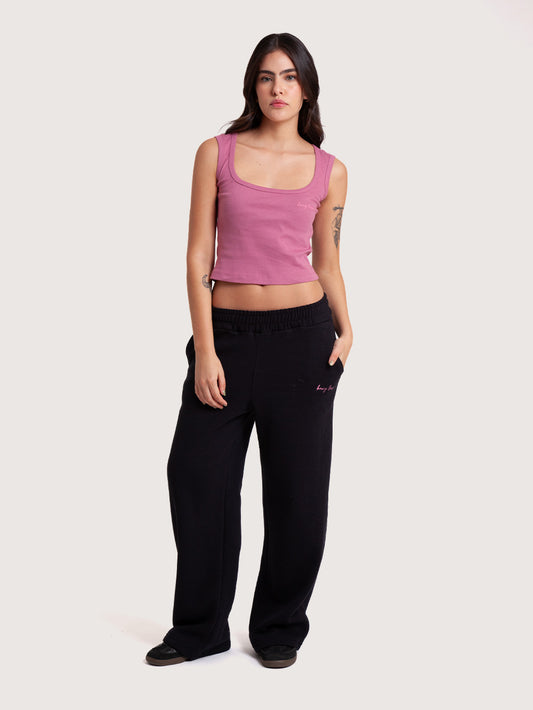 Calça Moletom Preta Feminina Hang Loose Culture