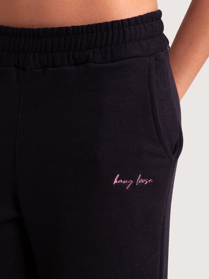 Calça Moletom Preta Feminina Hang Loose Culture