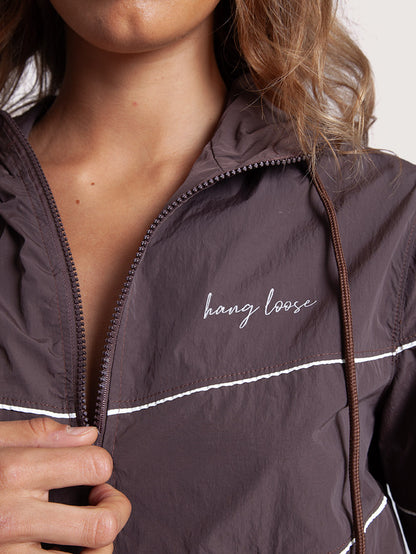 Jaqueta Corta Vento Windbreaker Marrom Hang Loose Sporty