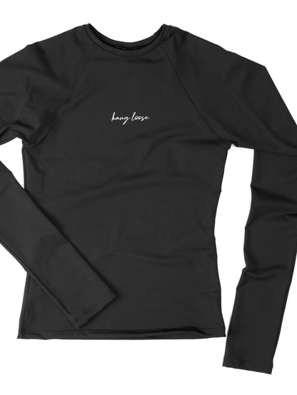 Camiseta Surf Manga Longa Preta Hang Loose Basic