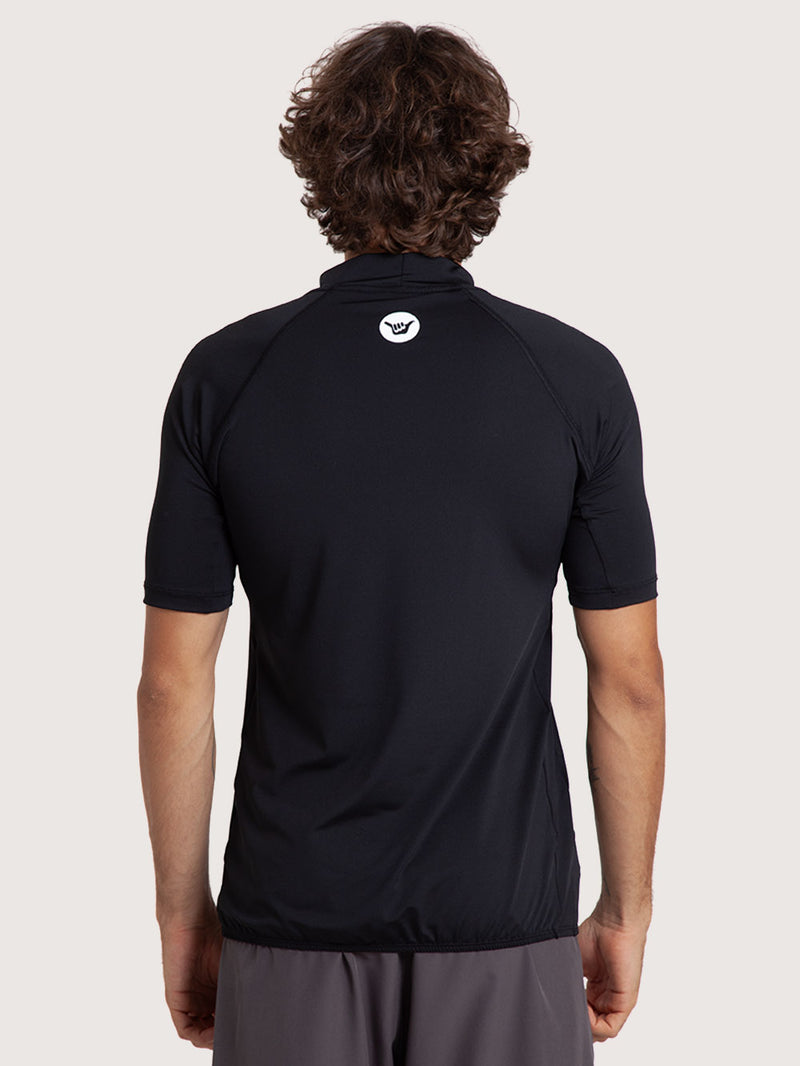 Camiseta Surf Manga Curta Hang Loose Typo Preta