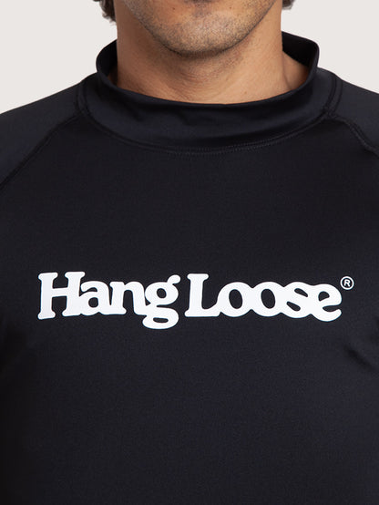 Camiseta Surf Manga Curta Hang Loose Typo Preta