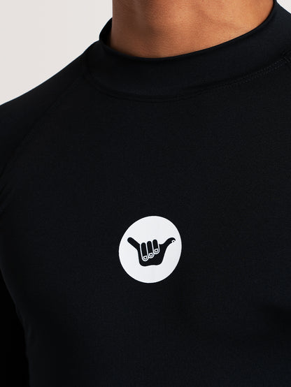 Camiseta Surf Manga Longa Preta Hang Loose Basic