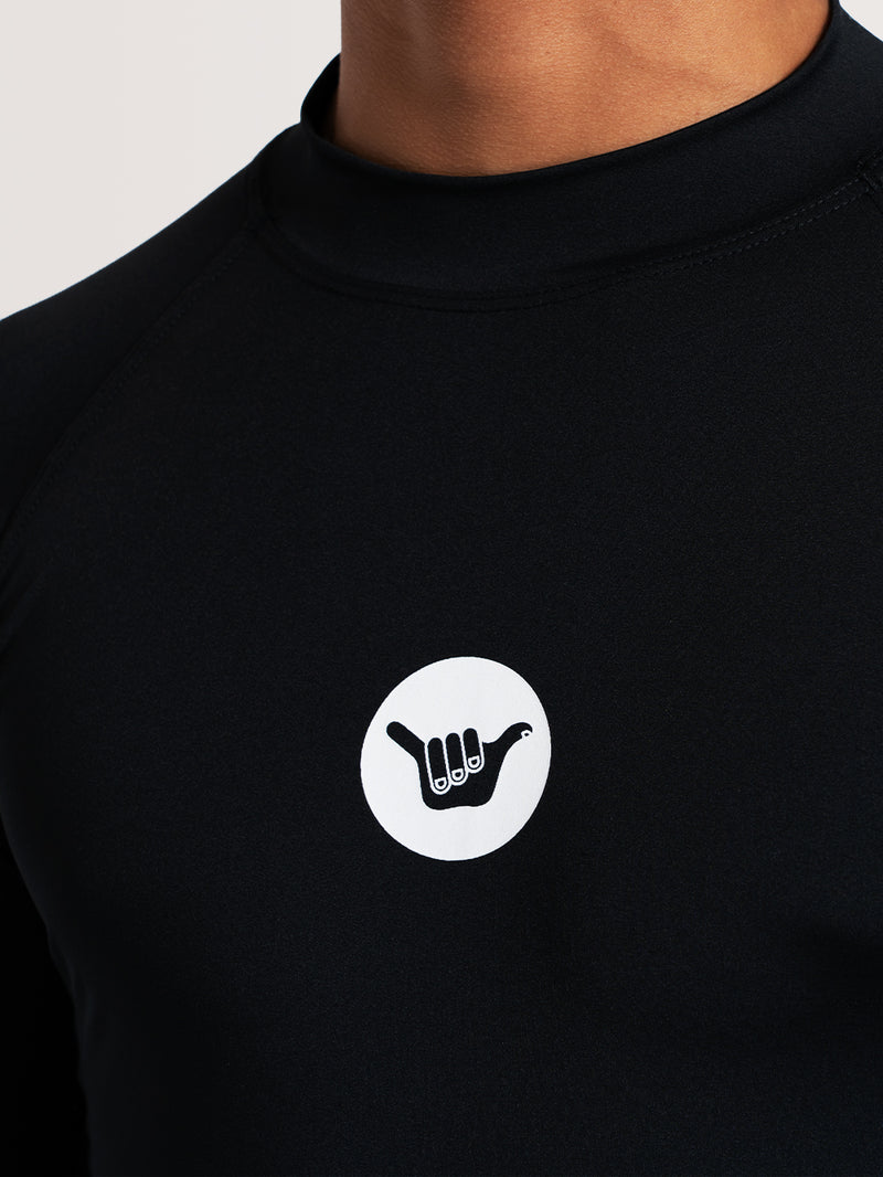 Camiseta Surf Manga Longa Preta Hang Loose Basic