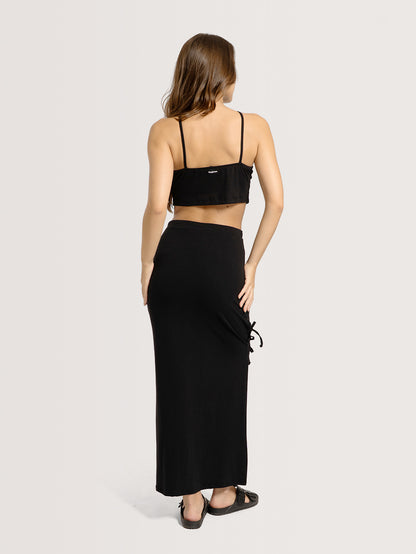 Saia Midi Preta Hang Loose Cutting