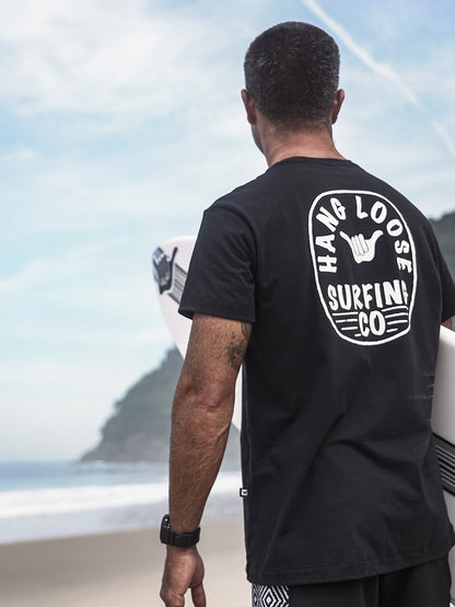 Camiseta Manga Curta Preta Hang Loose Company